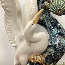 Impressive Chinese Sculpture Of Cranes Standing On Tree