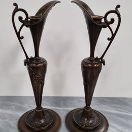 A stunning pair of French Art Nouveau bronze candlesticks. They are of fine quality and in very good condition.