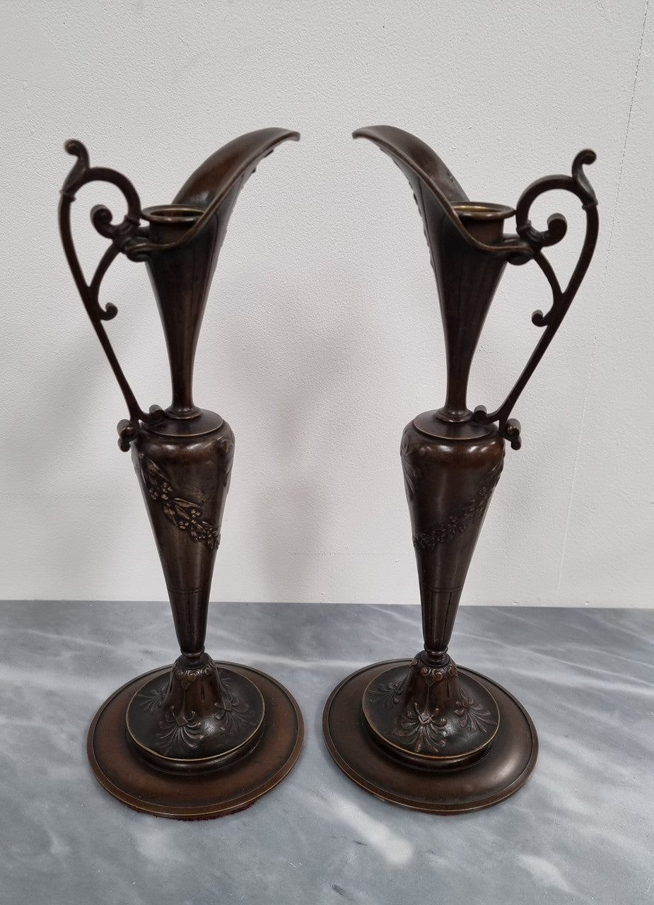 Beautiful Pair Of Art Nouveau French Bronze Candlesticks | Antique & Vintage | Moonee Ponds Antiques | Australia Wide Delivery