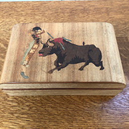 Vintage Wooden Box "Matador & Bull"