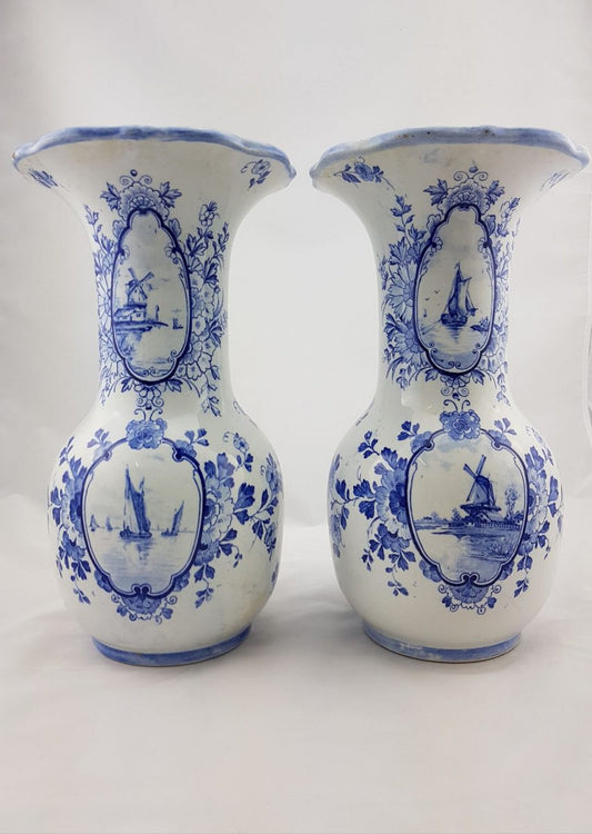 Pair Delftware Vases