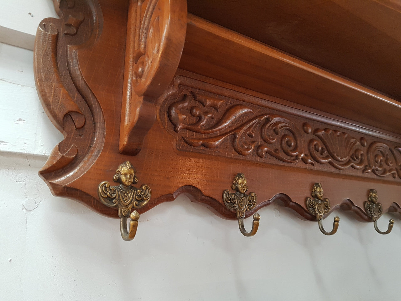 Fabulous French Oak Wall Carved Coat - Hat Rack | Antique & Vintage | Moonee Ponds Antiques | Australia Wide Delivery