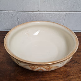 Charming large Crown Devon jug and basin set. Muted colors featuring garlands and floral medallions “Festoon Pattern” No chips or cracks in good condition commensurate with age