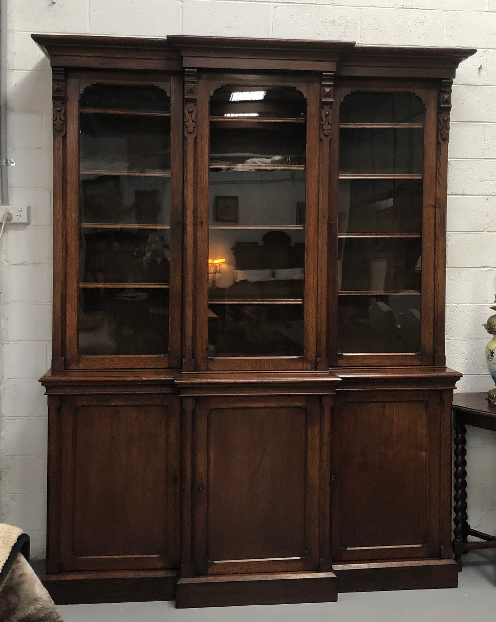 Amazing Six Door Oak English Bookcase