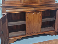 Edwardian Mahogany Bookcase With 3 Glass Display Doors & 3 Shield Cupboards Below | Antique & Vintage | Moonee Ponds Antiques | Australia Wide Delivery