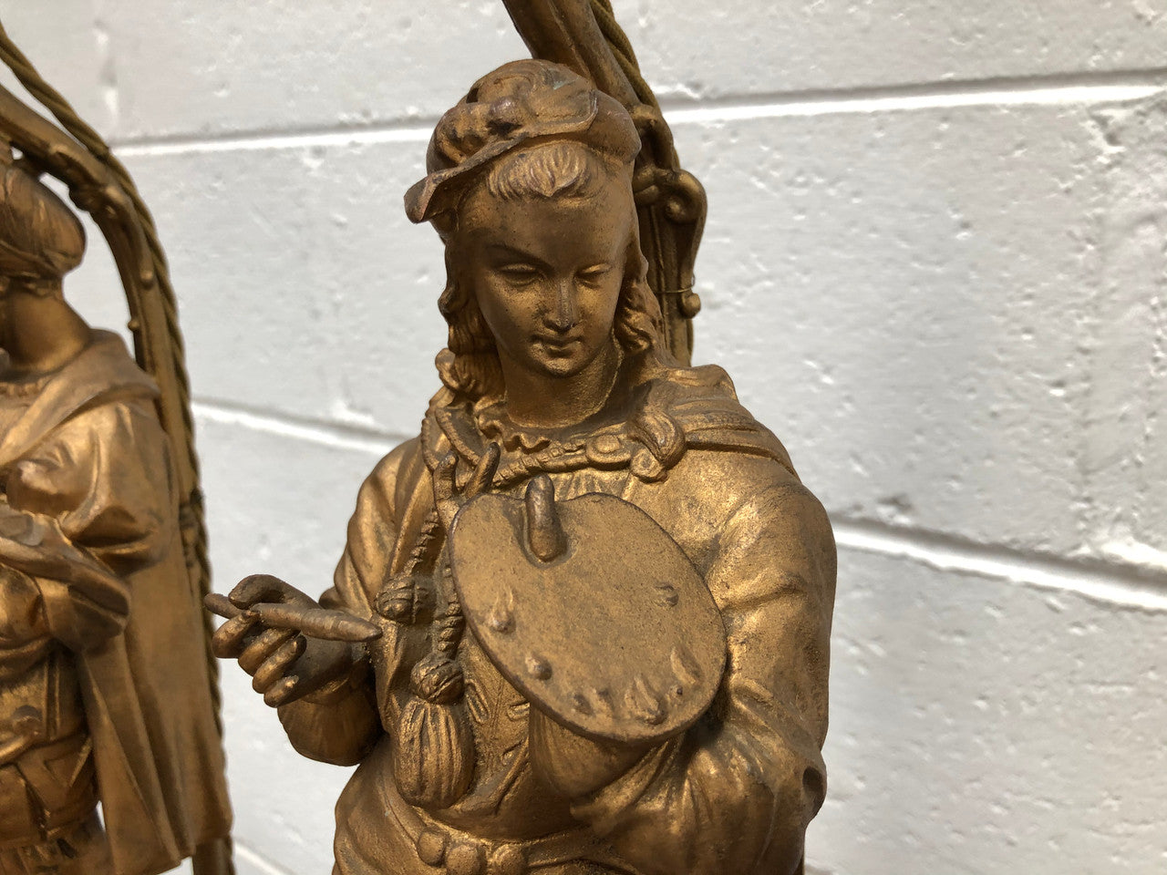 Fabulous Pair Of French Gilt Metal Table Lamps Of "The Artist" & "The Sculptor" | Antique & Vintage | Moonee Ponds Antiques | Australia Wide Delivery
