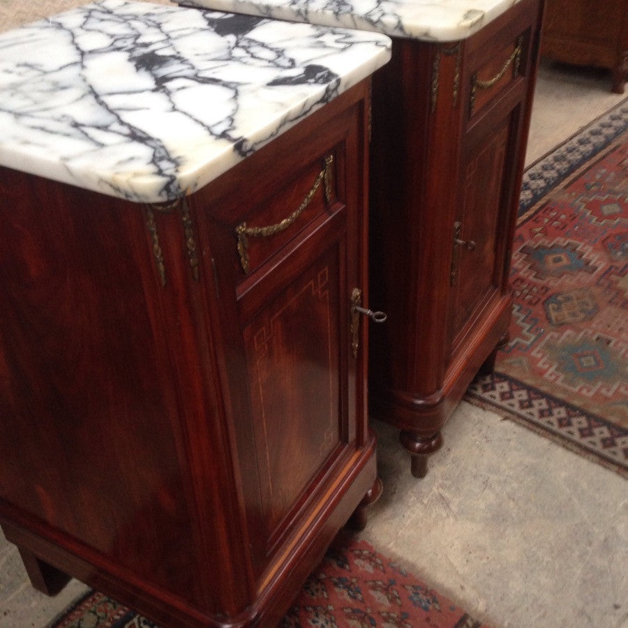 Pair Flame Mahogany Bedsides-1 | Antique & Vintage | Moonee Ponds Antiques | Australia Wide Delivery