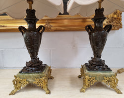 Pair of Decorative Antique French Gilt Bronzed Metal & Marble Table Lamps | Antique & Vintage | Moonee Ponds Antiques | Australia Wide Delivery
