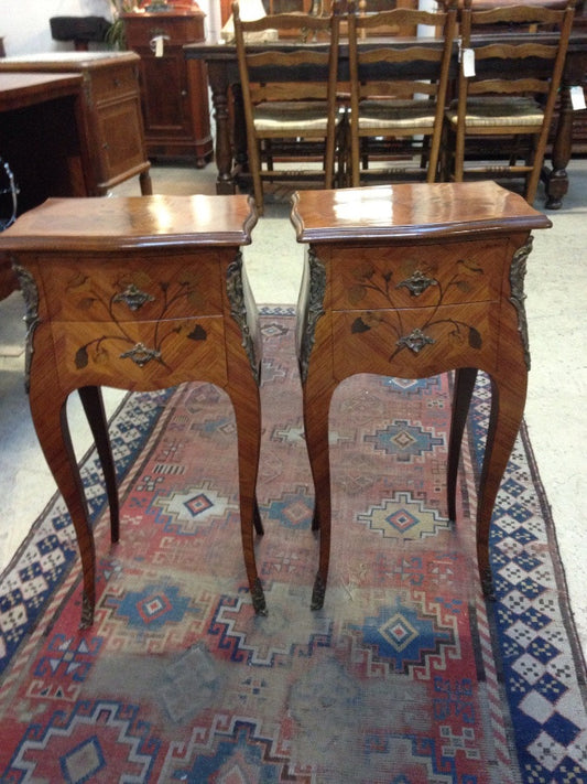 Pair French Commode Style Bedside Cabinets