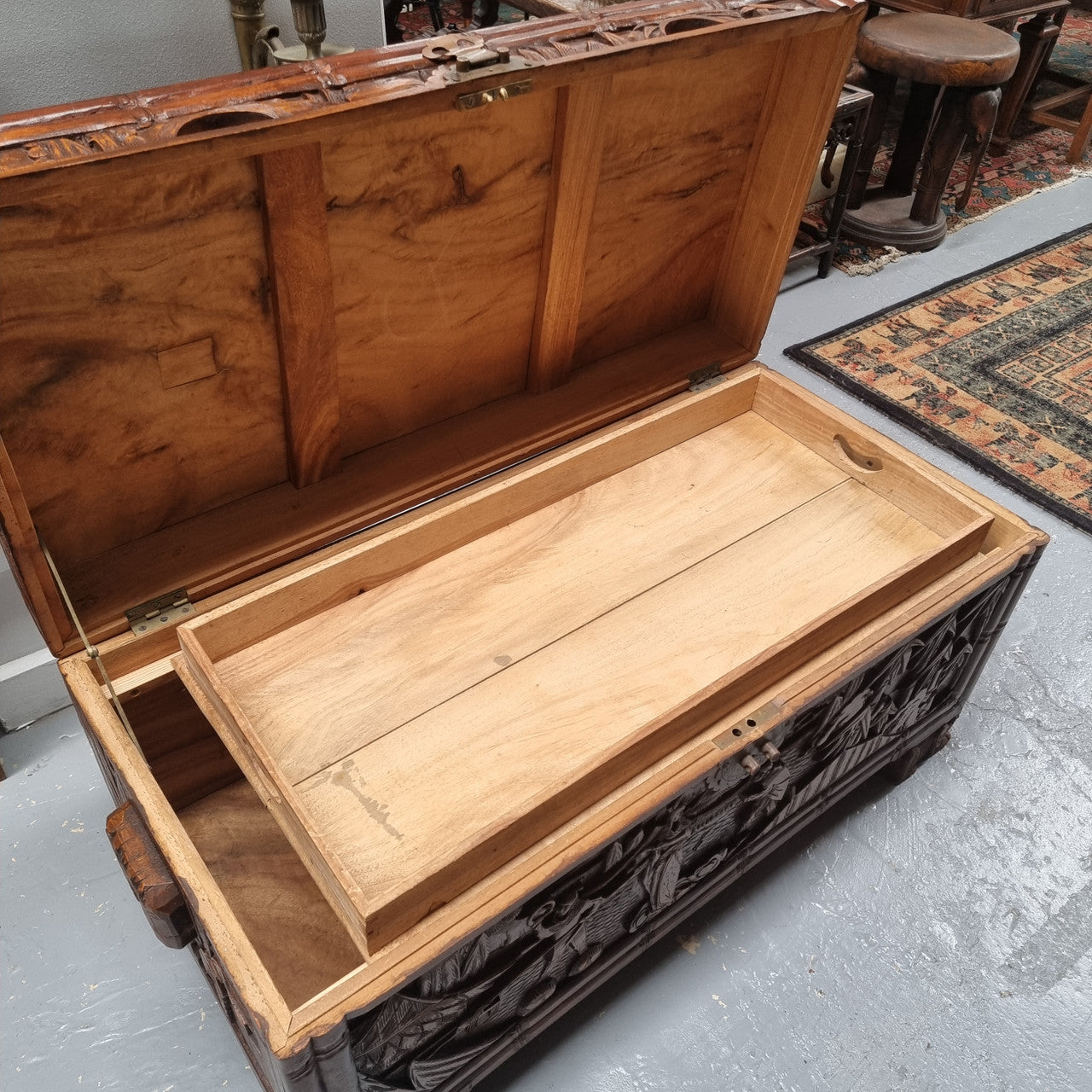 Impressive Carved Camphor Wood Chest