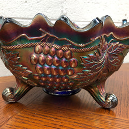 Large Cobalt Carnival Glass Bowl