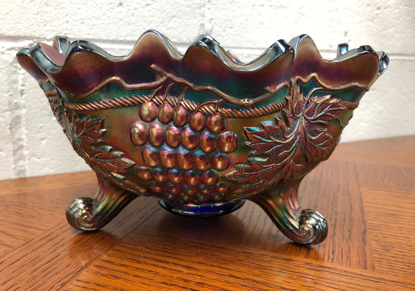 Large Cobalt Carnival Glass Bowl
