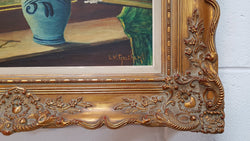 French Gilt Frame Oil On Canvas Of Flowers & Country Scene | Antique & Vintage | Moonee Ponds Antiques | Australia Wide Delivery