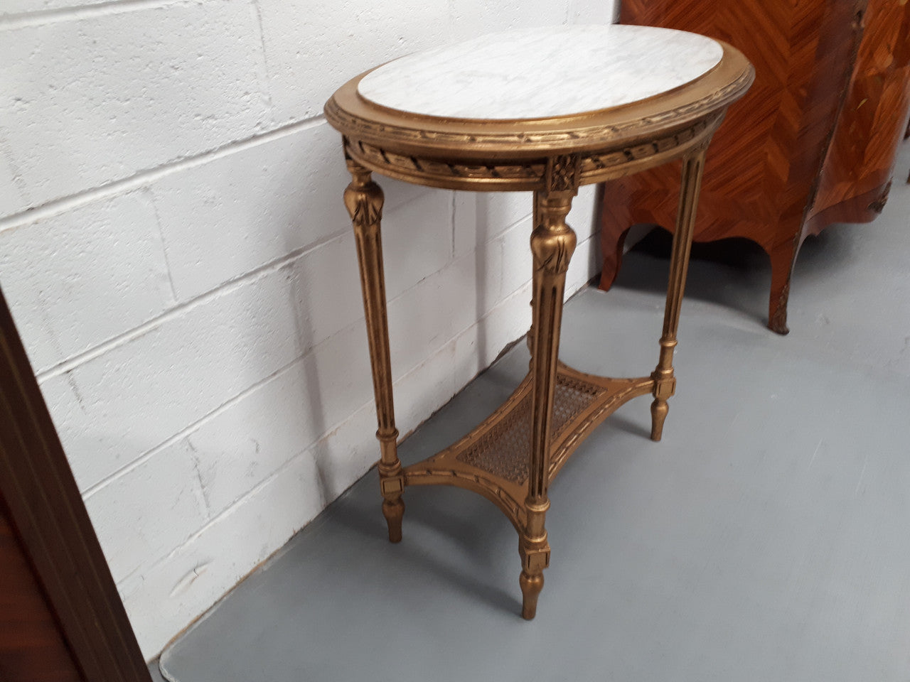 Antique French Louis XVI Style Oval Inset Marble Top & Giltwood Salon Table | Antique & Vintage | Moonee Ponds Antiques | Australia Wide Delivery