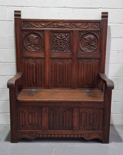 Beautiful 19th Century French Oak Carved Hall Seat | Antique & Vintage | Moonee Ponds Antiques | Australia Wide Delivery