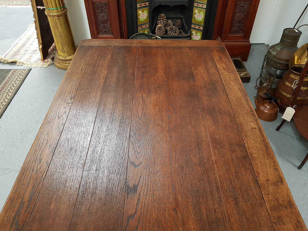 19th Century French Oak pedestal farmhouse table. In very good original detailed condition. Circa 1860's.