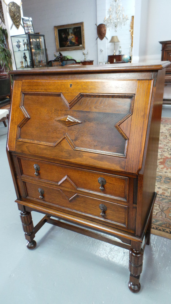 Oak Tudor Style Drop-down Bureau | Antique & Vintage | Moonee Ponds Antiques | Australia Wide Delivery