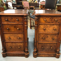 Lovely Pair Of Victorian Burr Walnut Bedside Cabinets