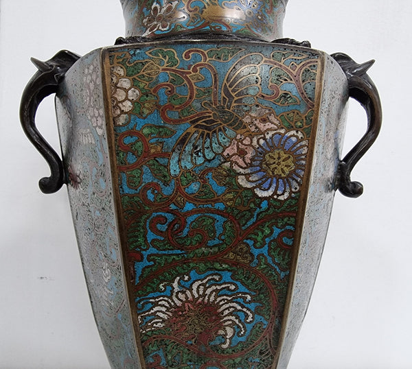 Superb Quality Japanese bronze and cloisonné vase in good original condition.