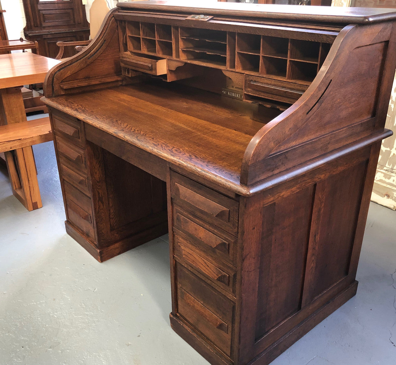 Fabulous American Oak Roll Top Desk