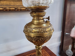 Victorian Banquet Lamp “Globe Vulcan” With Original Acid Etched Shade | Antique & Vintage | Moonee Ponds Antiques | Australia Wide Delivery