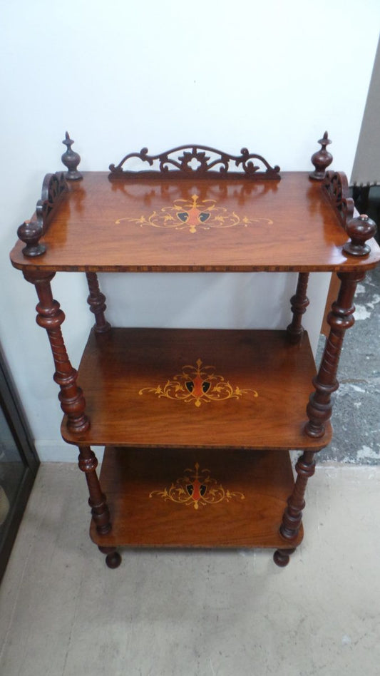 A Beautiful Victorian English Inlaid And Detailed Carved Whatnot