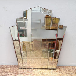 Original Art Deco fan shaped mirror, does show some ware but considering it's age in good condition. Please refer to photos.