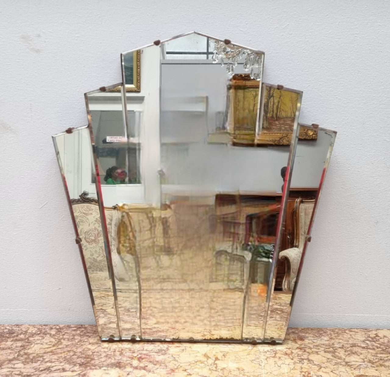 Original Art Deco Fan Shaped Mirror