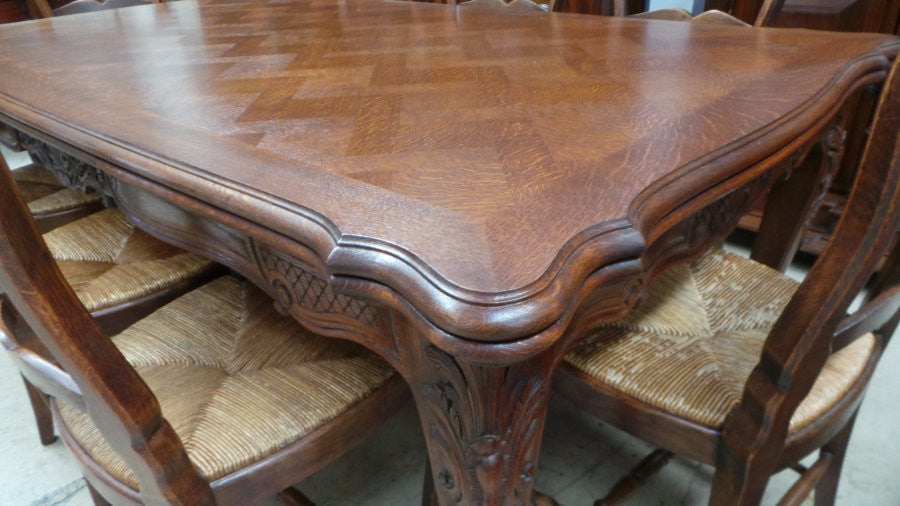 Large Carved French Oak Extension Table