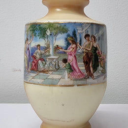 Antique silver top vase with interesting scenes. Please view photos as they form part of the description. In good original condition.