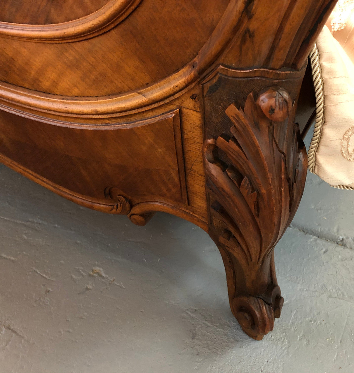 Antique French Walnut Louis XV Style Queen Size Bed
