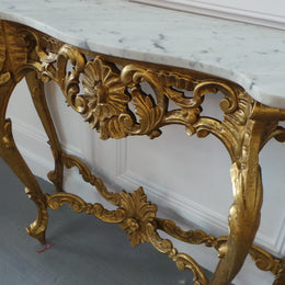 Louis XV Style French Beautifully Carved Gilt Console Table