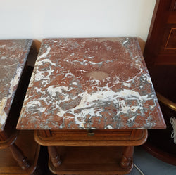 Pair of French Oak Marble Top Bedside Cabinets | Antique & Vintage | Moonee Ponds Antiques | Australia Wide Delivery