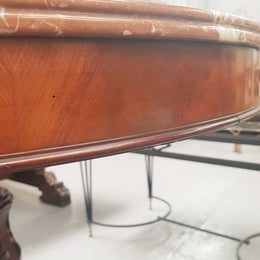 A superb early 19th century French Louis Philippe mahogany centre table, with original round carved rough marble with reeded-edge and is in good original condition.