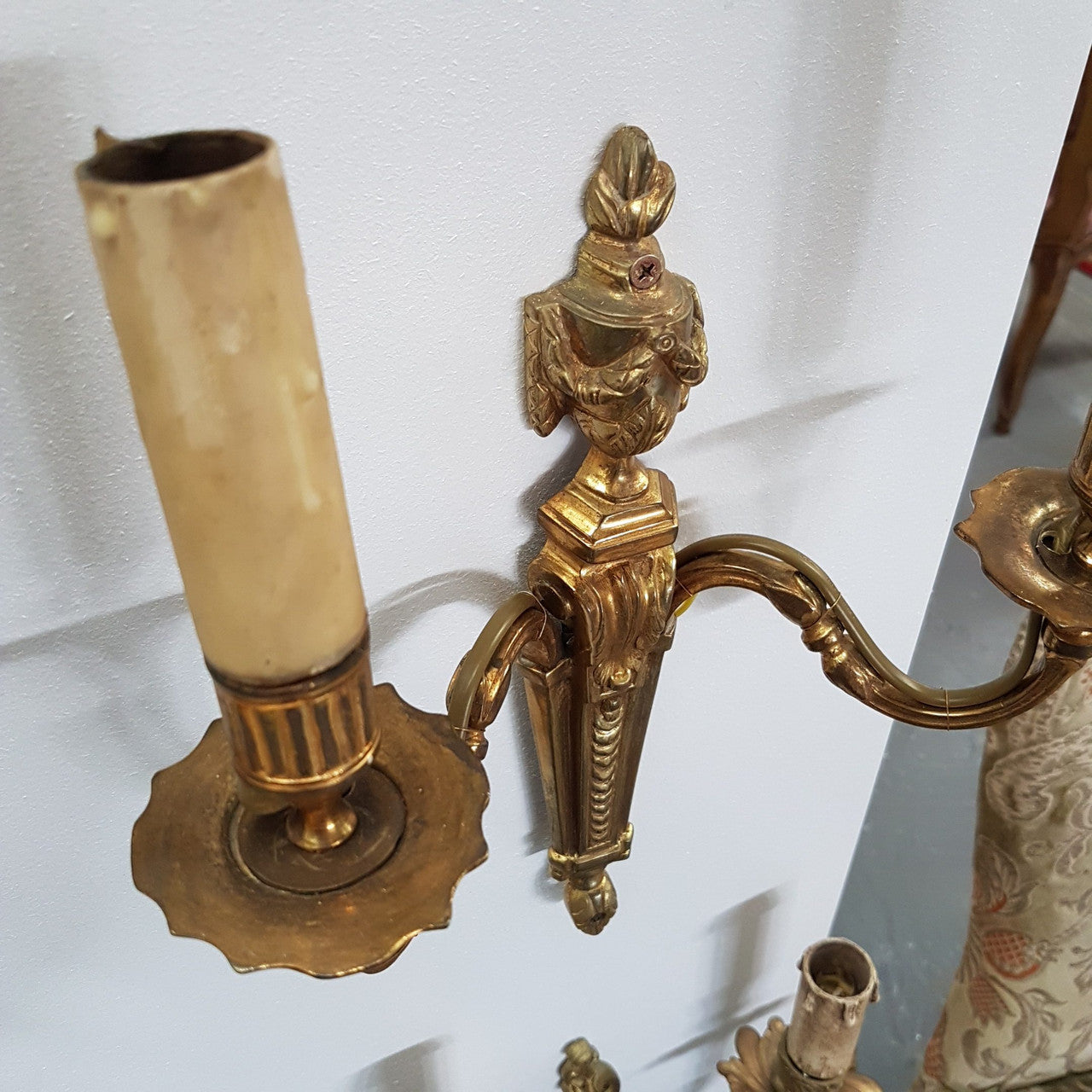 A Pair Of French Empire Style Brass Wall Lights-Sconces | Antique & Vintage | Moonee Ponds Antiques | Australia Wide Delivery
