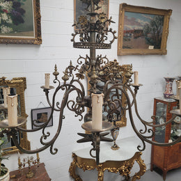 French Bronze Empire Style 8 Light Chandelier