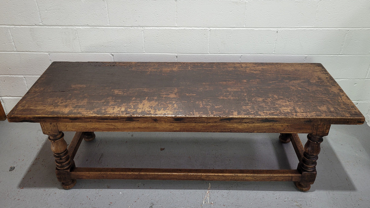 Rustic Oak Coffee Table On Turned Legs | Antique & Vintage | Moonee Ponds Antiques | Australia Wide Delivery