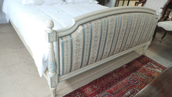 French Chalk Painted Upholstered Queen Size Bed | Antique & Vintage | Moonee Ponds Antiques | Australia Wide Delivery