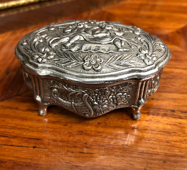 Vintage Metal Trinket Box With Cherubs