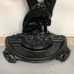 Black Cast Iron Umbrella Stand Displaying A Dog Under A Tree | Antique & Vintage | Moonee Ponds Antiques | Australia Wide Delivery