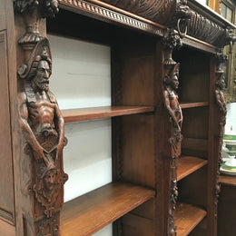 Antique 19th Century French Beautifully Carved Open Bookcase