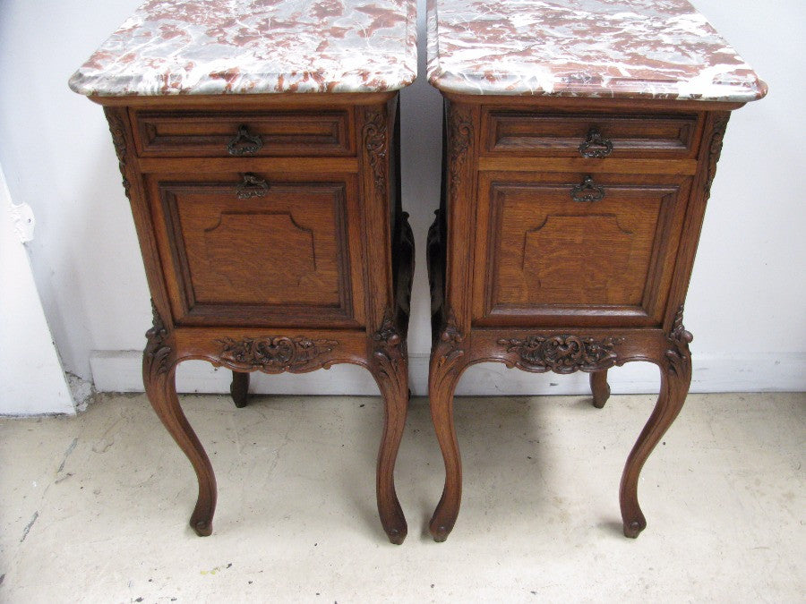 Pair of French Oak Bedside Cabinets-1 | Antique & Vintage | Moonee Ponds Antiques | Australia Wide Delivery