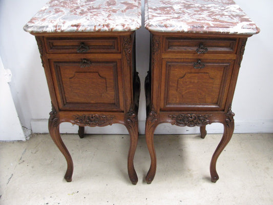 Pair of French Oak Bedside Cabinets-1