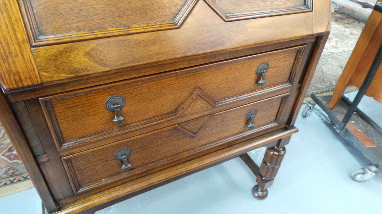 Oak Tudor Style Drop-down Bureau | Antique & Vintage | Moonee Ponds Antiques | Australia Wide Delivery
