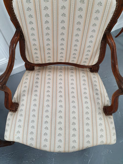 Pair Of Beautifully Carved Upholstered Fauteuils Chairs | Antique & Vintage | Moonee Ponds Antiques | Australia Wide Delivery