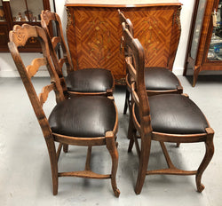 Set of 4 French Ladder Back Dining Chairs With Leather Seat | Antique & Vintage | Moonee Ponds Antiques | Australia Wide Delivery
