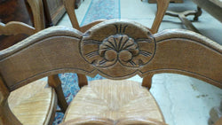 Set Of Four French Oak Rush Seat Dining Chairs | Antique & Vintage | Moonee Ponds Antiques | Australia Wide Delivery