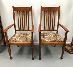 Pair Of Upholstered Arts And Crafts Carver Chairs | Antique & Vintage | Moonee Ponds Antiques | Australia Wide Delivery