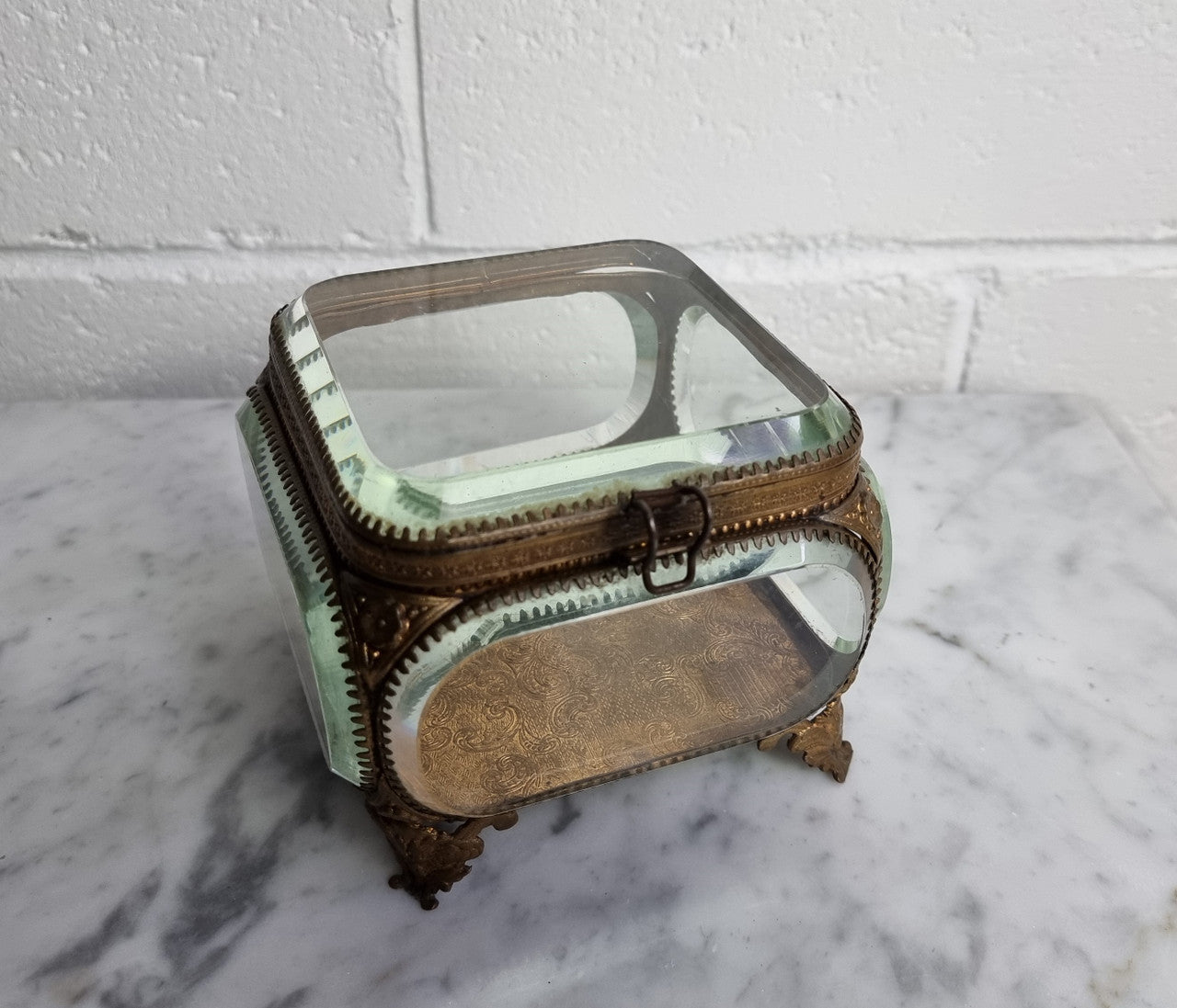 Antique French Beveled Glass Vitrine Casket "Large Size"