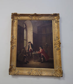 Gilt Framed Signed Oil On Canvas of "French Interior Scene" | Antique & Vintage | Moonee Ponds Antiques | Australia Wide Delivery